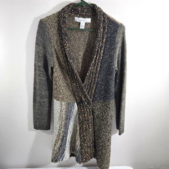 Curio New York Women's Small Brown Multi Blend Knit Snap Button BOHO Sweater - Picture 2 of 5